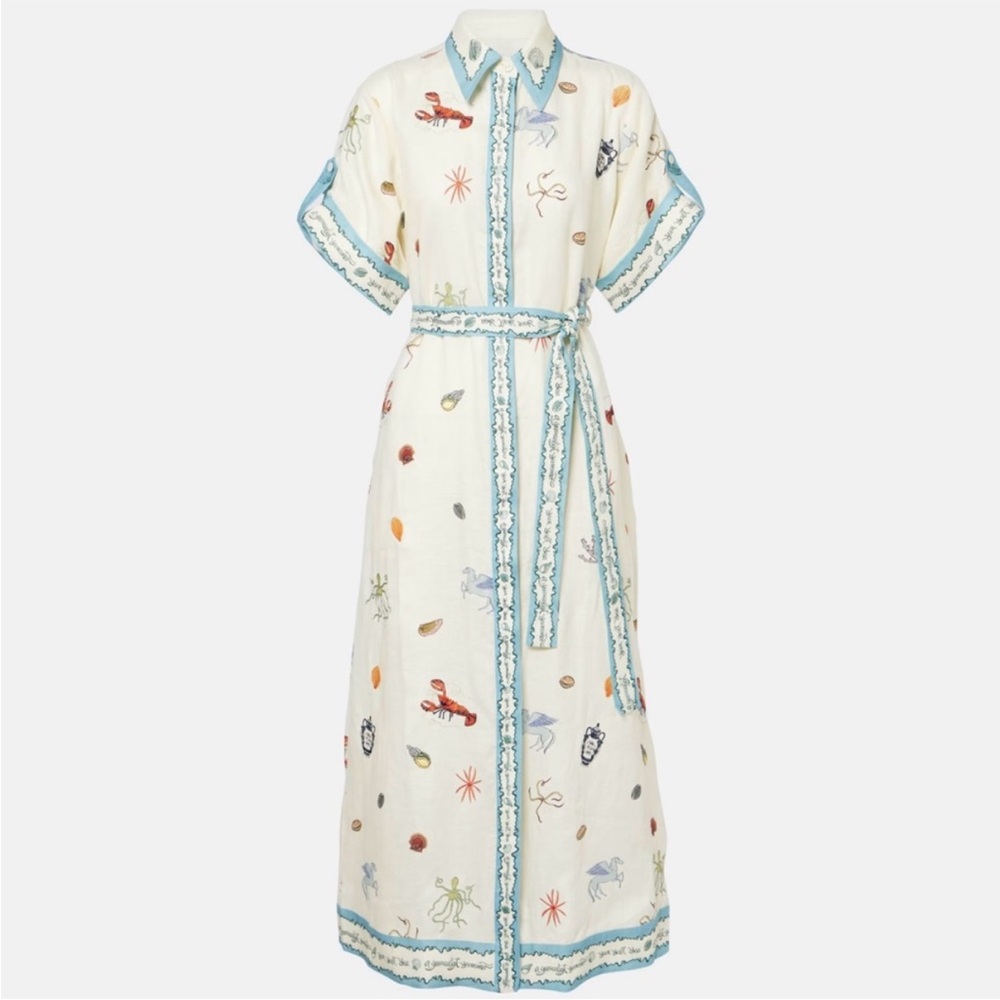 Alemais Cream Maxi Dress with Blue Details